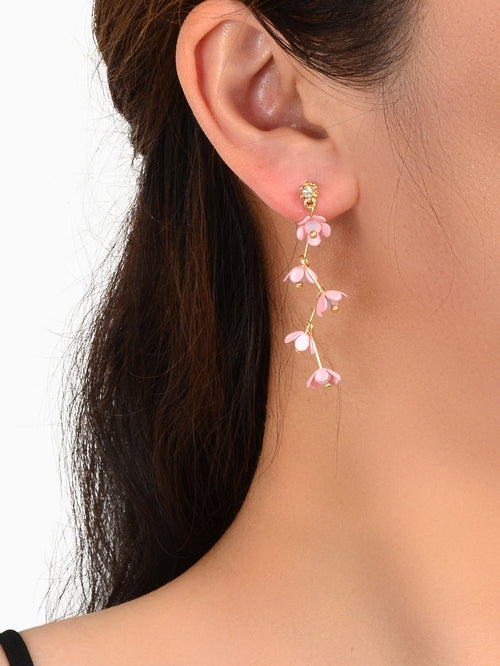 Beautiful Bijoux Pink Flower Pierced Hypoallergenic Dangle Trendy