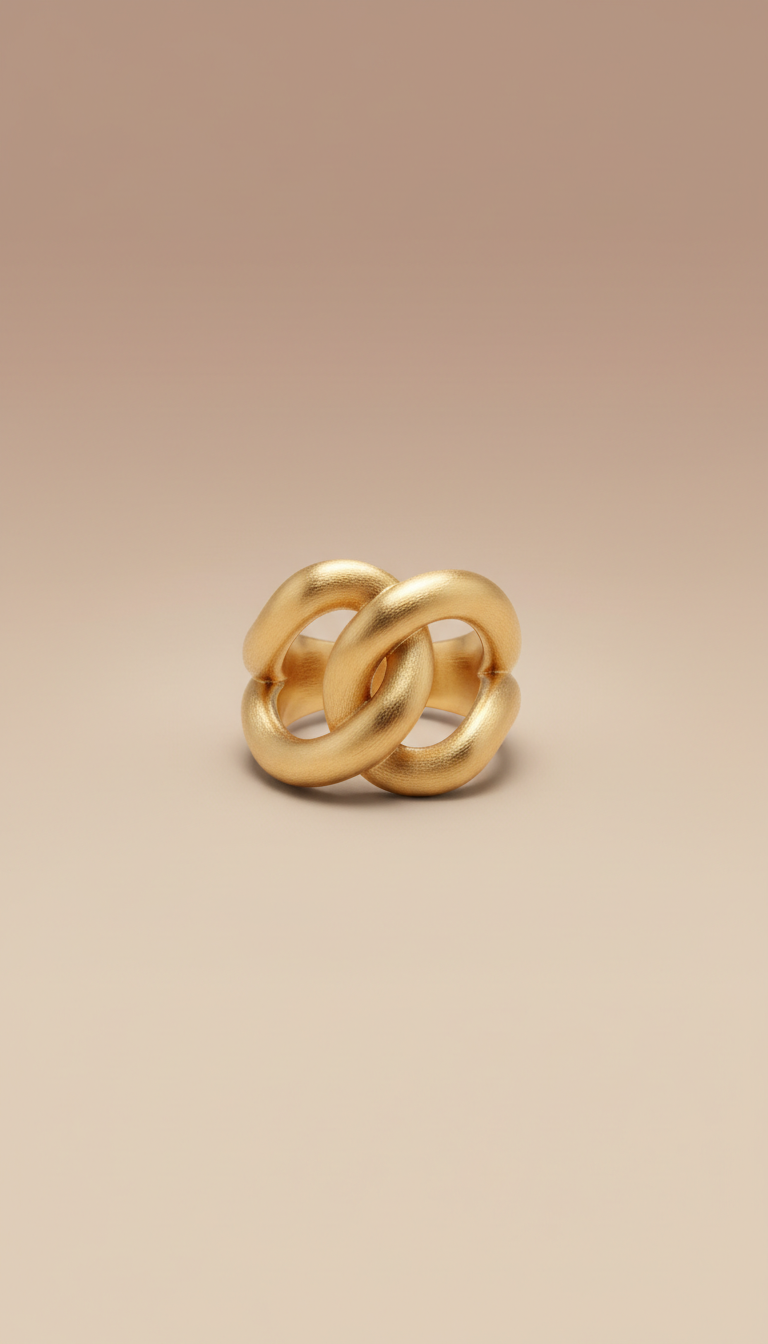 Bague large dorée sculptée