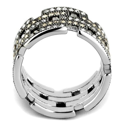 Bague Acier Inoxydable Cristal Blanc