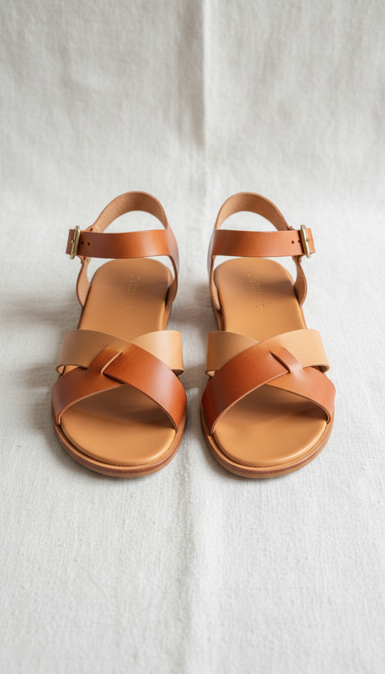 Sandales cuir naturel élégant