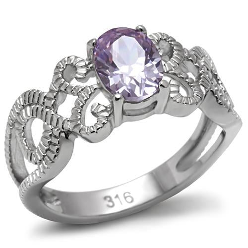 Bague Acier Poli Zircon