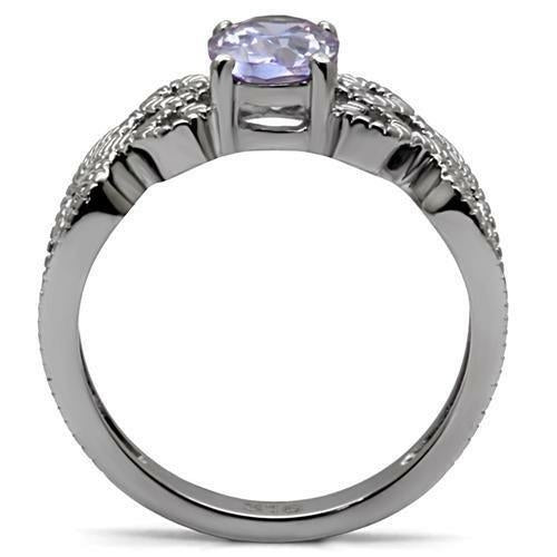 Bague Acier Poli Zircon