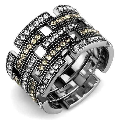 Bague Acier Inoxydable Cristal Blanc
