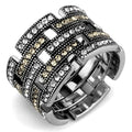 Bague Acier Inoxydable Cristal Blanc